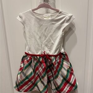 Blueberry Gold 2T Girls White, Red, Green Plaid Short Sleeve Christmas Dress